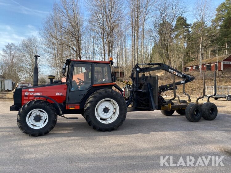 1990 Valmet 805 Tractor with logger trailer Moheda FMW 4000 Euro - Image 3